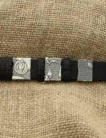 Браслет из серебра c кожаным шнурком