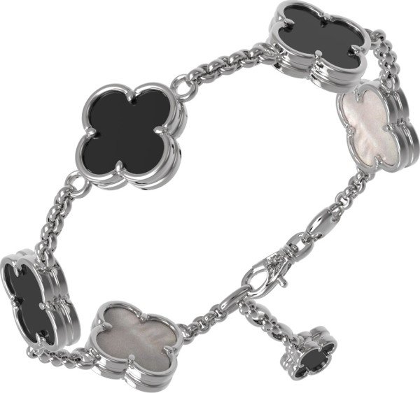 Браслет из белого золота c ониксом и перламутром