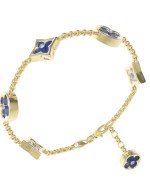 Браслет из лимонного золота c бриллиантами, лазуритом и перламутром