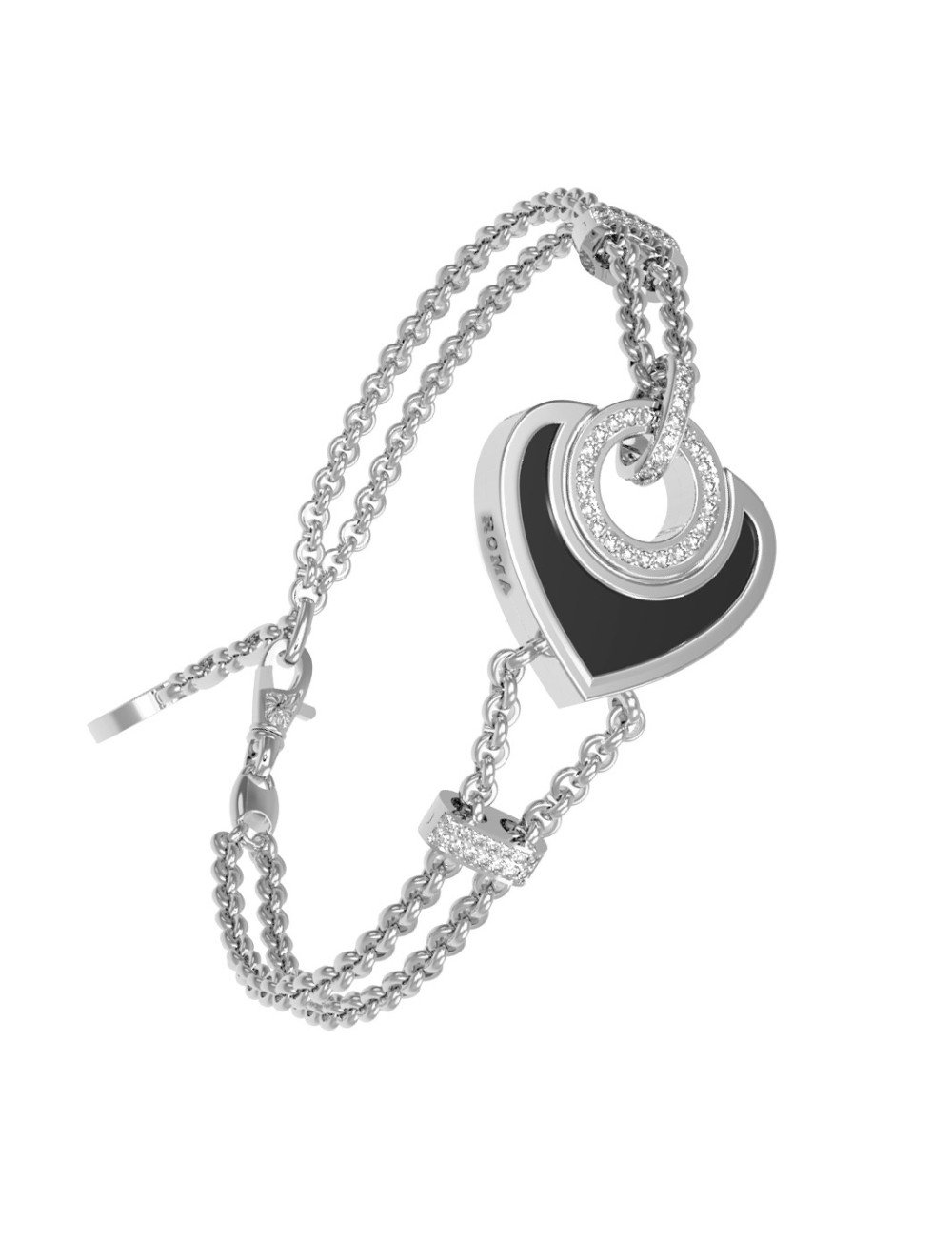 Браслет из белого золота c бриллиантами, ониксом и перламутром