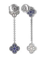 Серьги из белого золота c бриллиантами, лазуритом и перламутром
