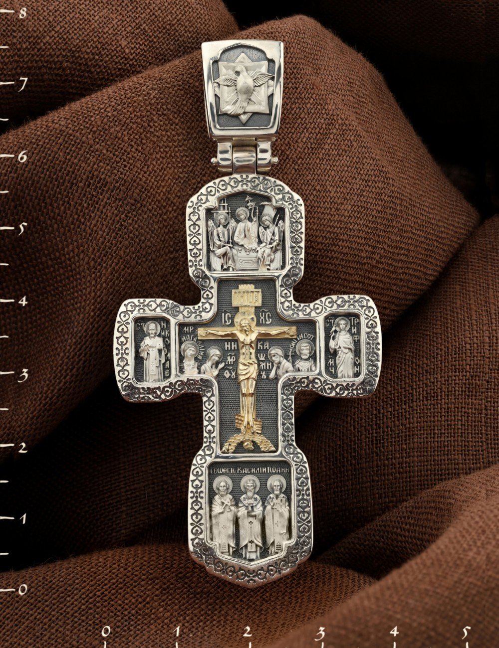 Крест из серебра 925 пробы и золота 585 пробы