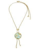 Колье из лимонного золота c бирюзой и перламутром