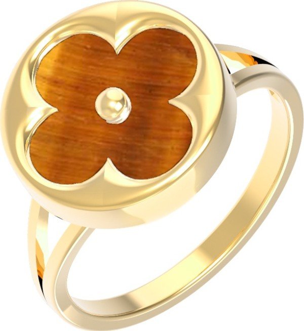 Кольцо из лимонного золота c тигровым глазом