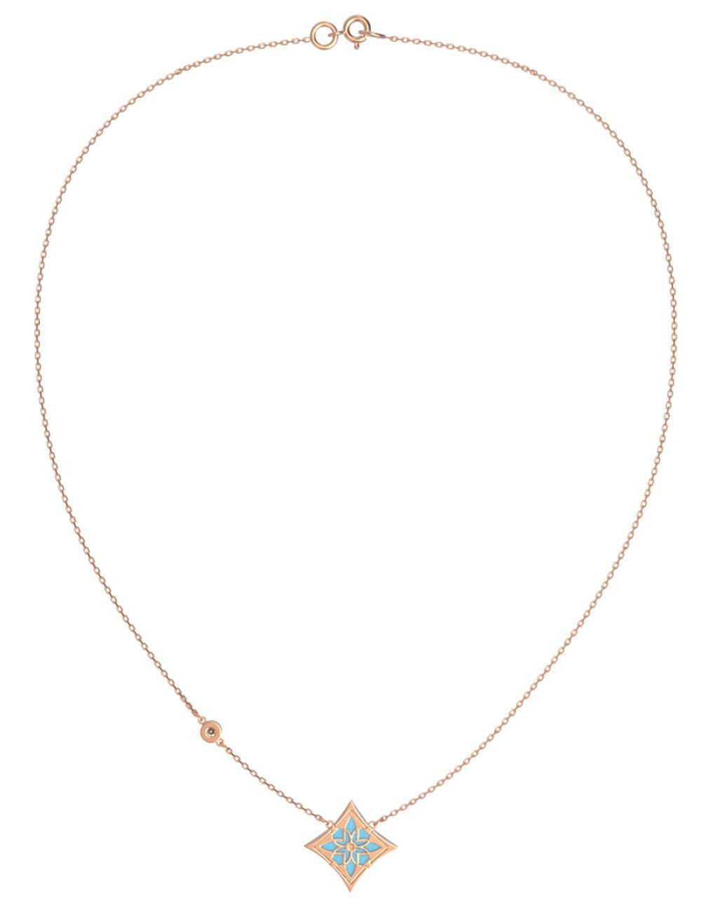 Колье из золота c бриллиантами и бирюзой