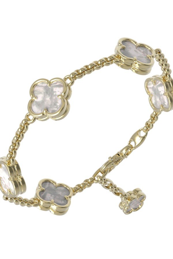 Браслет из лимонного золота c перламутром