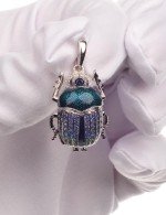 Подвеска из белого золота c эмалью, фианитом и сапфиром