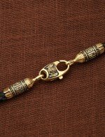 Гайтан из лимонного золота c кожаным шнурком