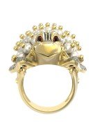 Кольцо из лимонного золота c эмалью и жемчугом