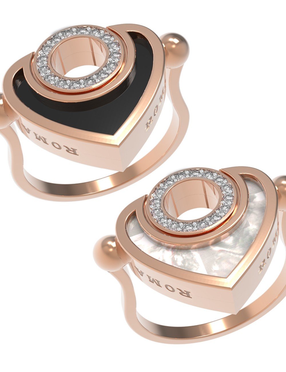 Кольцо из золота c бриллиантами, ониксом и перламутром