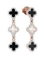 Серьги из золота c бриллиантами, ониксом и перламутром