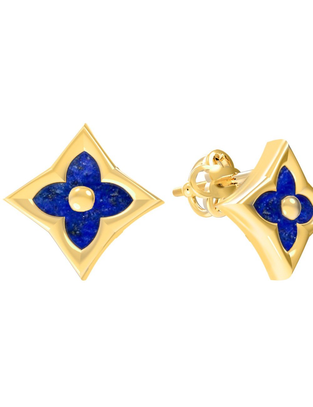 Серьги из лимонного золота c лазуритом