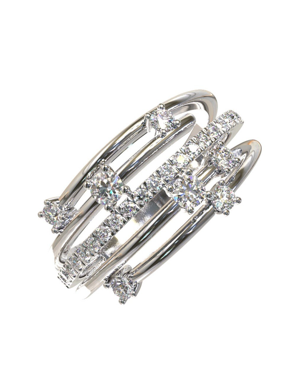 Кольцо из белого золота c бриллиантами