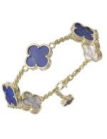 Браслет из лимонного золота c лазуритом и перламутром