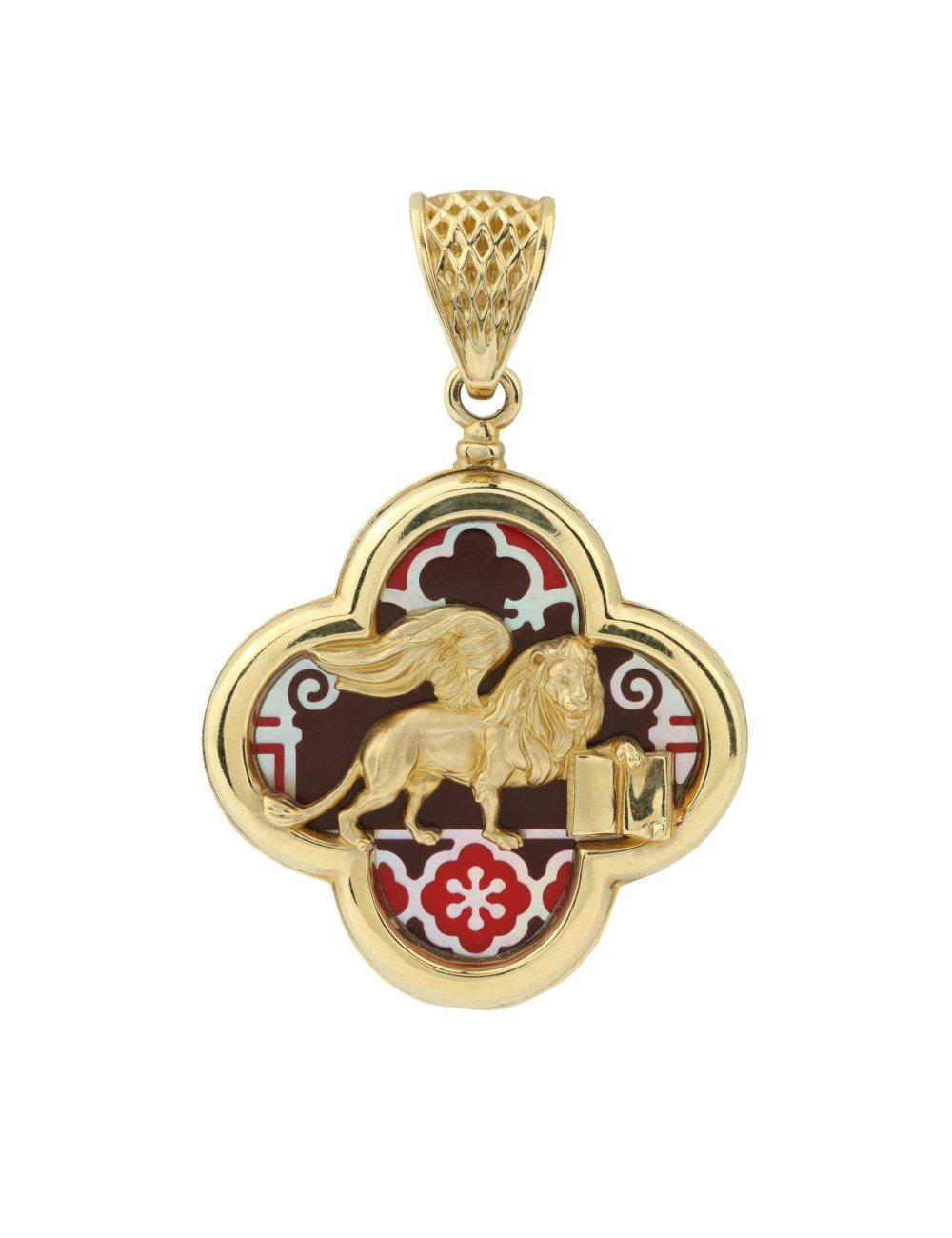 Подвеска из лимонного золота c эмалью и перламутром