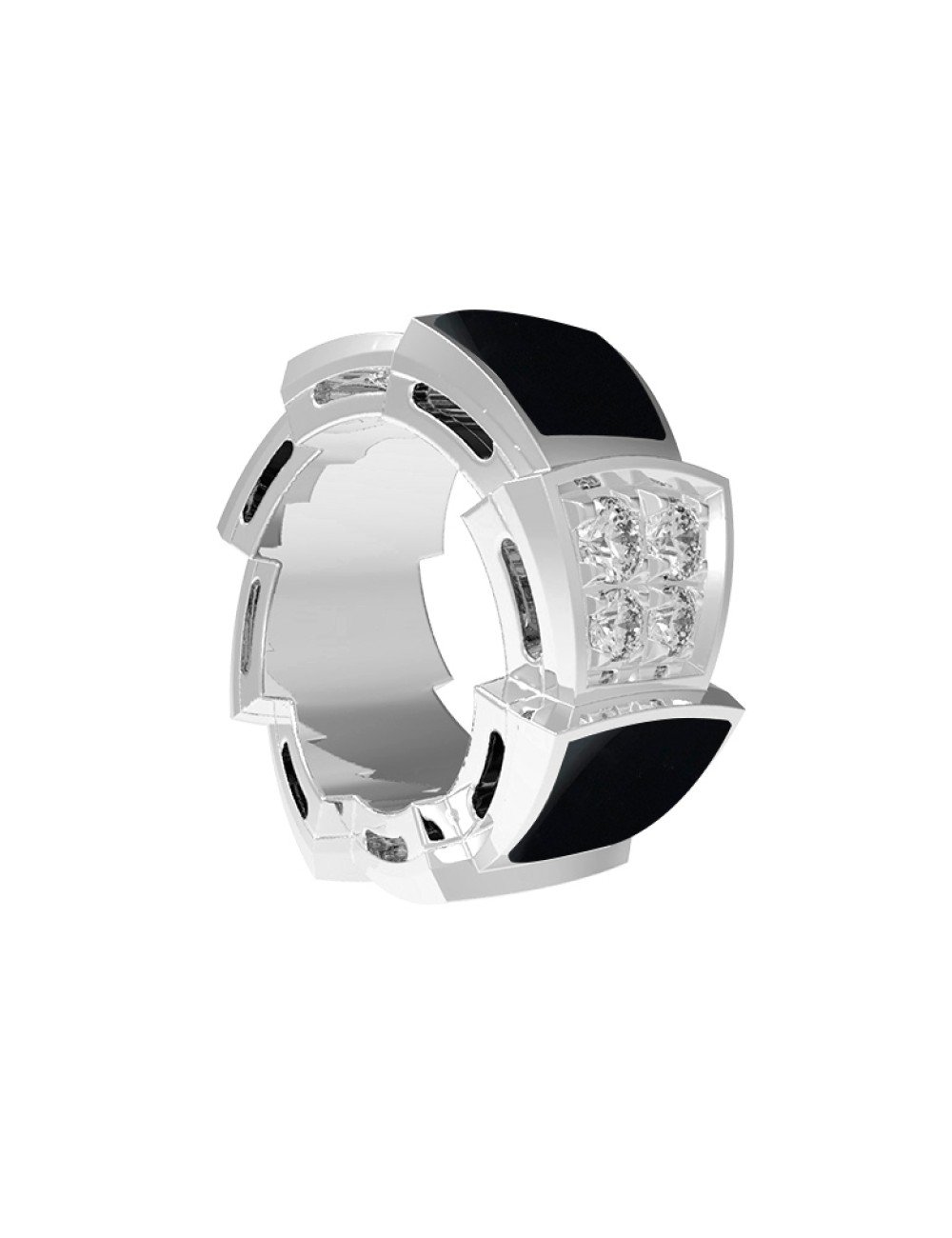 Подвеска из белого золота c бриллиантами и ониксом