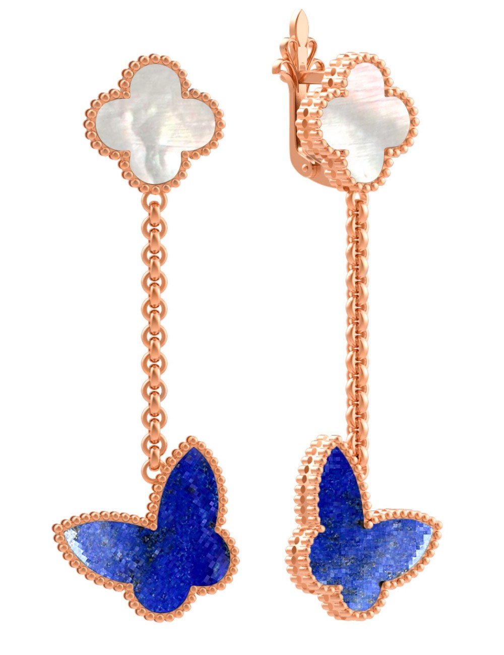 Серьги из золота c лазуритом и перламутром