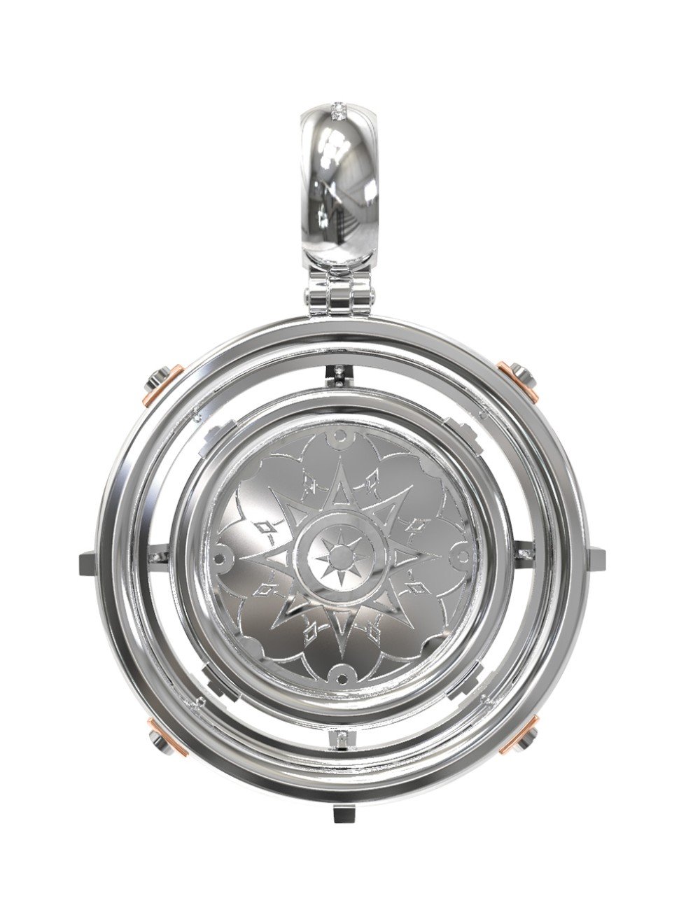 Подвеска из белого золота c эмалью, бриллиантами и ониксом