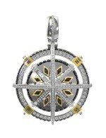 Подвеска из белого золота c эмалью, бриллиантами и ониксом