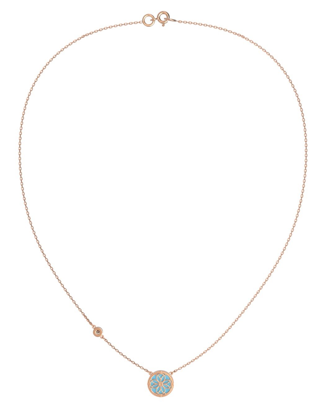 Колье из золота c бриллиантами и бирюзой