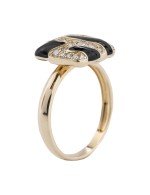 Кольцо из лимонного золота c эмалью и бриллиантами