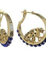 Серьги из лимонного золота c эмалью и лазуритом