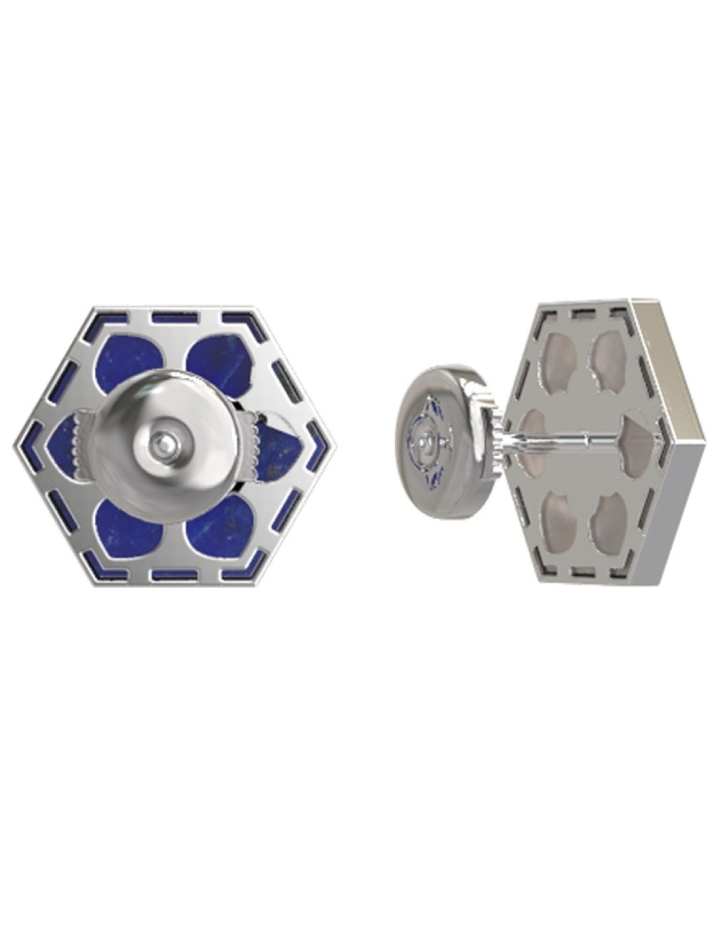 Серьги из белого золота c лазуритом и перламутром