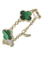 Браслет из лимонного золота c малахитом и перламутром