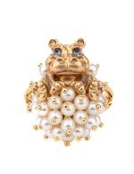 Кольцо из золота c эмалью и жемчугом