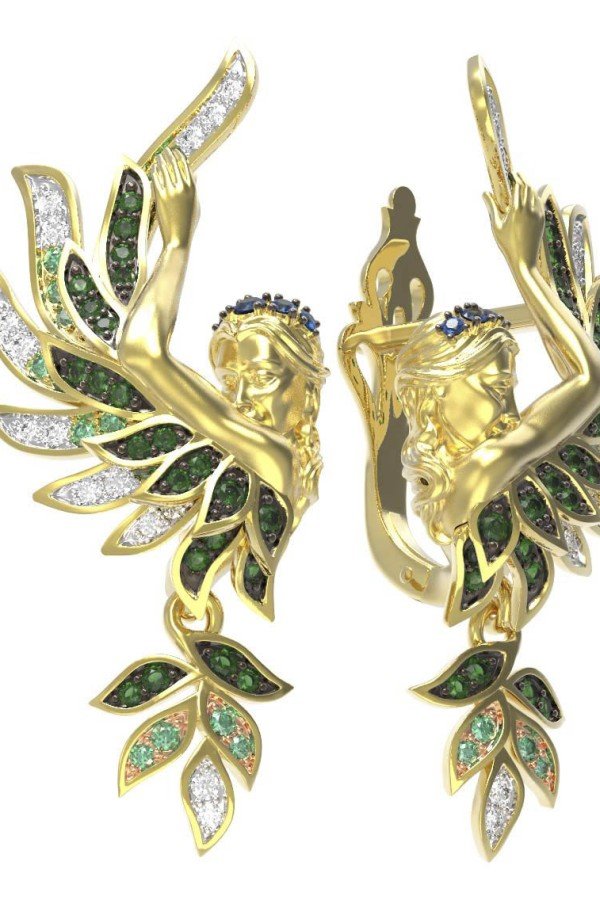 Серьги из лимонного золота c фианитом