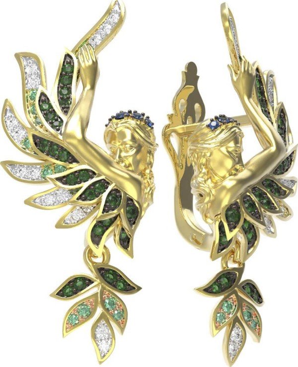 Серьги из лимонного золота c фианитом