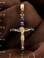 Крест из лимонного золота c лазуритом