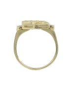 Кольцо из лимонного золота c бриллиантами и перламутром