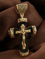 Крест из лимонного золота c эбеновым деревом