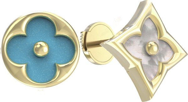 Серьги из лимонного золота c бирюзой и перламутром