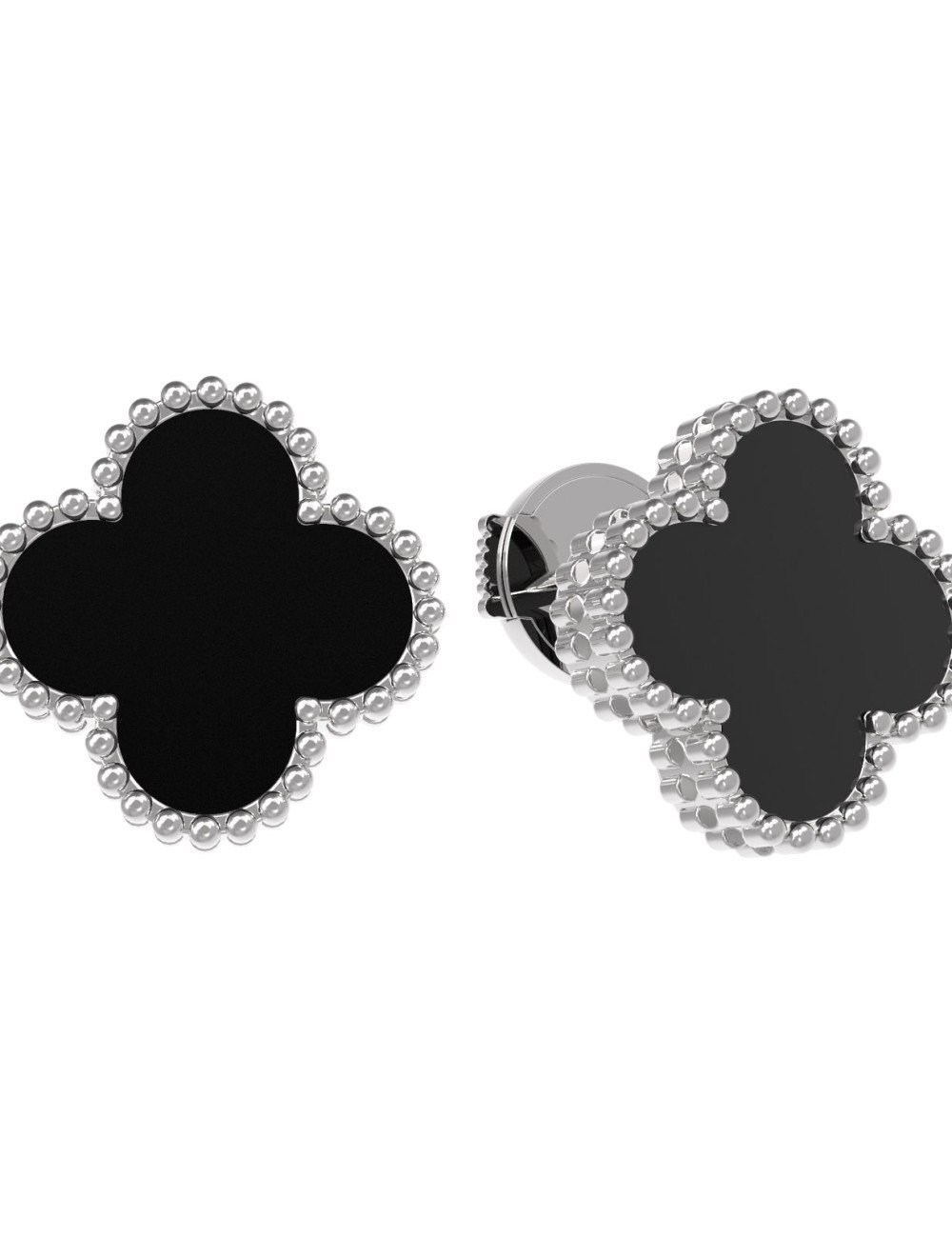 Серьги из белого золота c ониксом