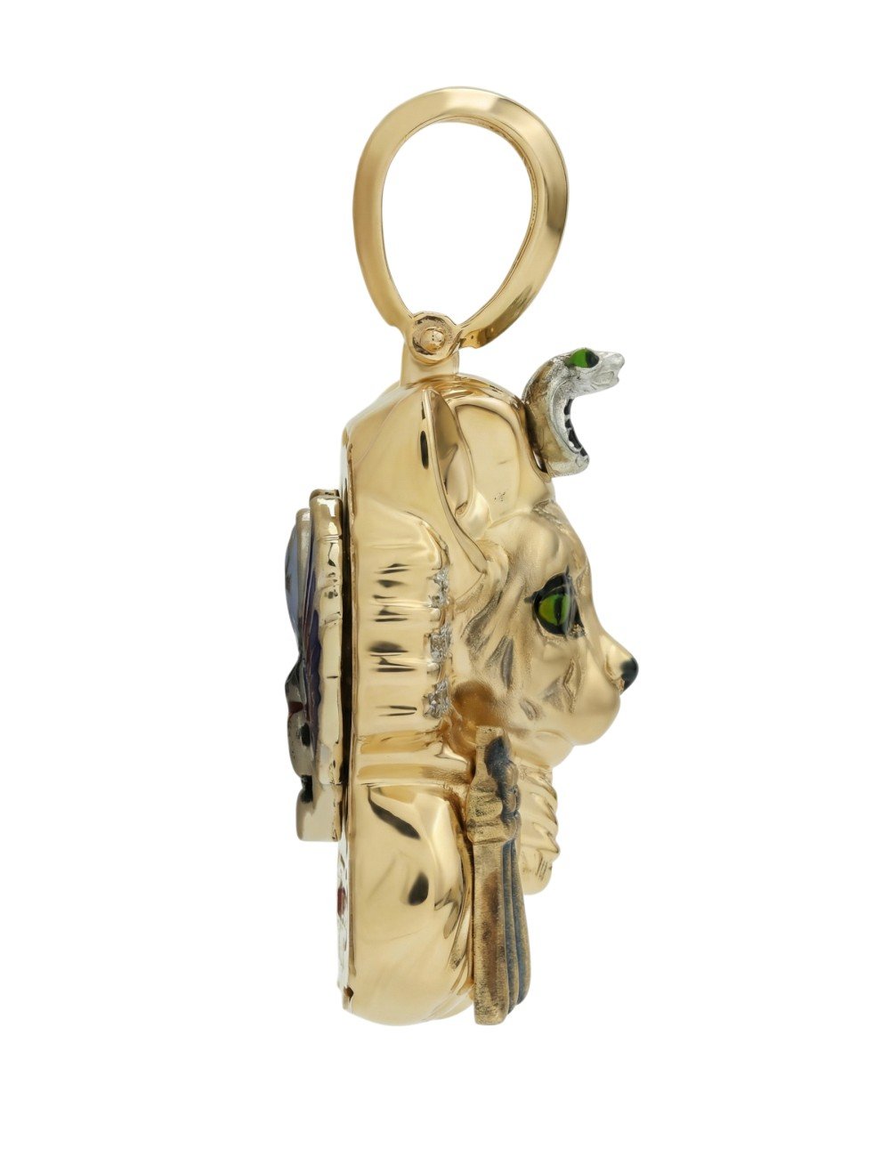 Подвеска из лимонного золота c эмалью, бриллиантами и рубином