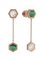 Серьги из золота c малахитом и перламутром