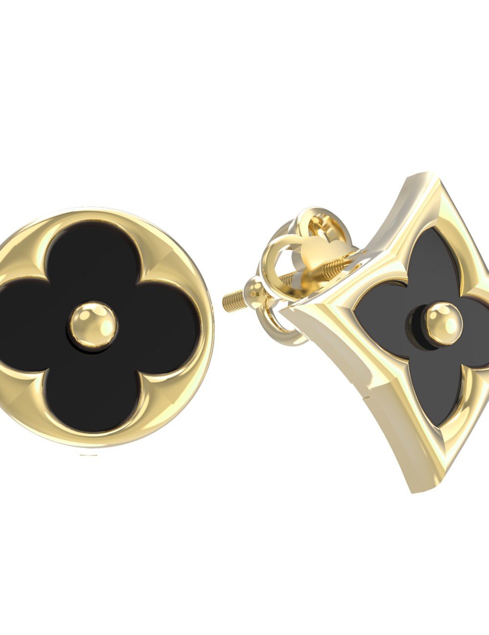 Серьги из лимонного золота c ониксом