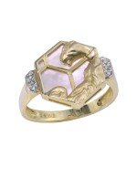 Кольцо из лимонного золота c бриллиантами и перламутром