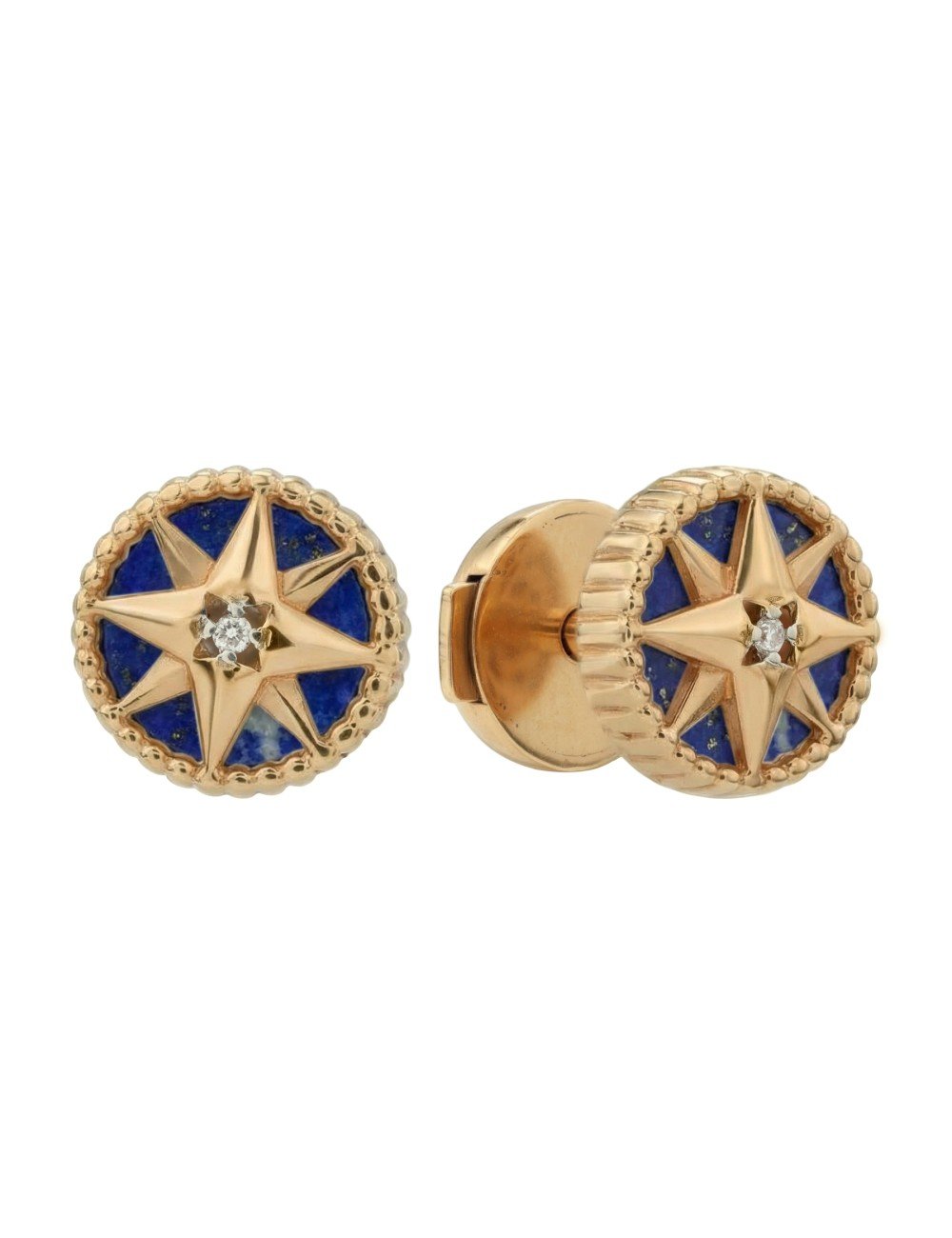 Серьги из золота c бриллиантами и лазуритом