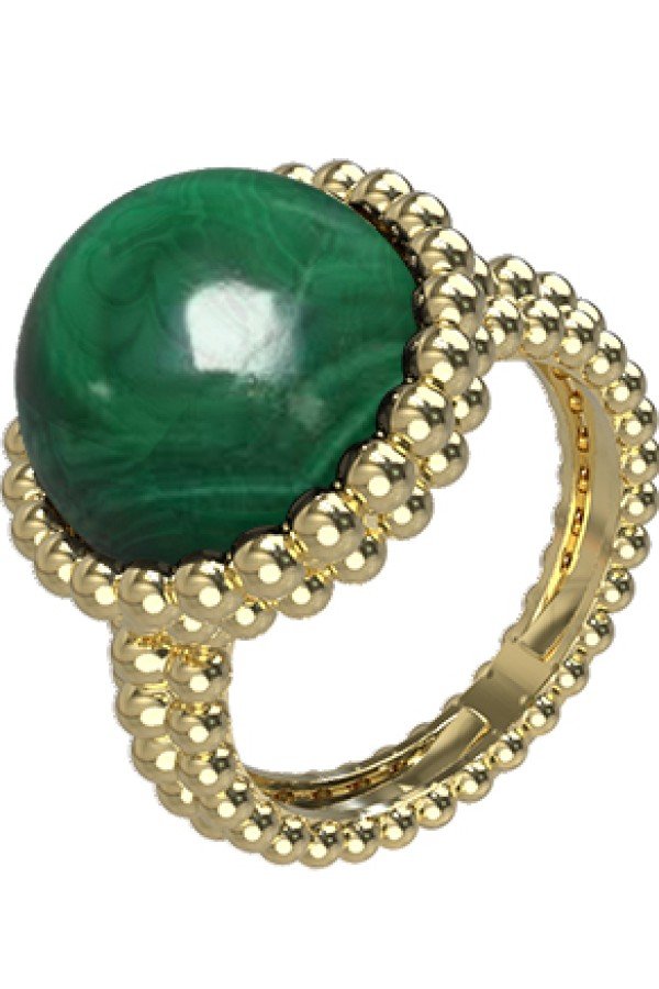 Кольцо из лимонного золота c малахитом