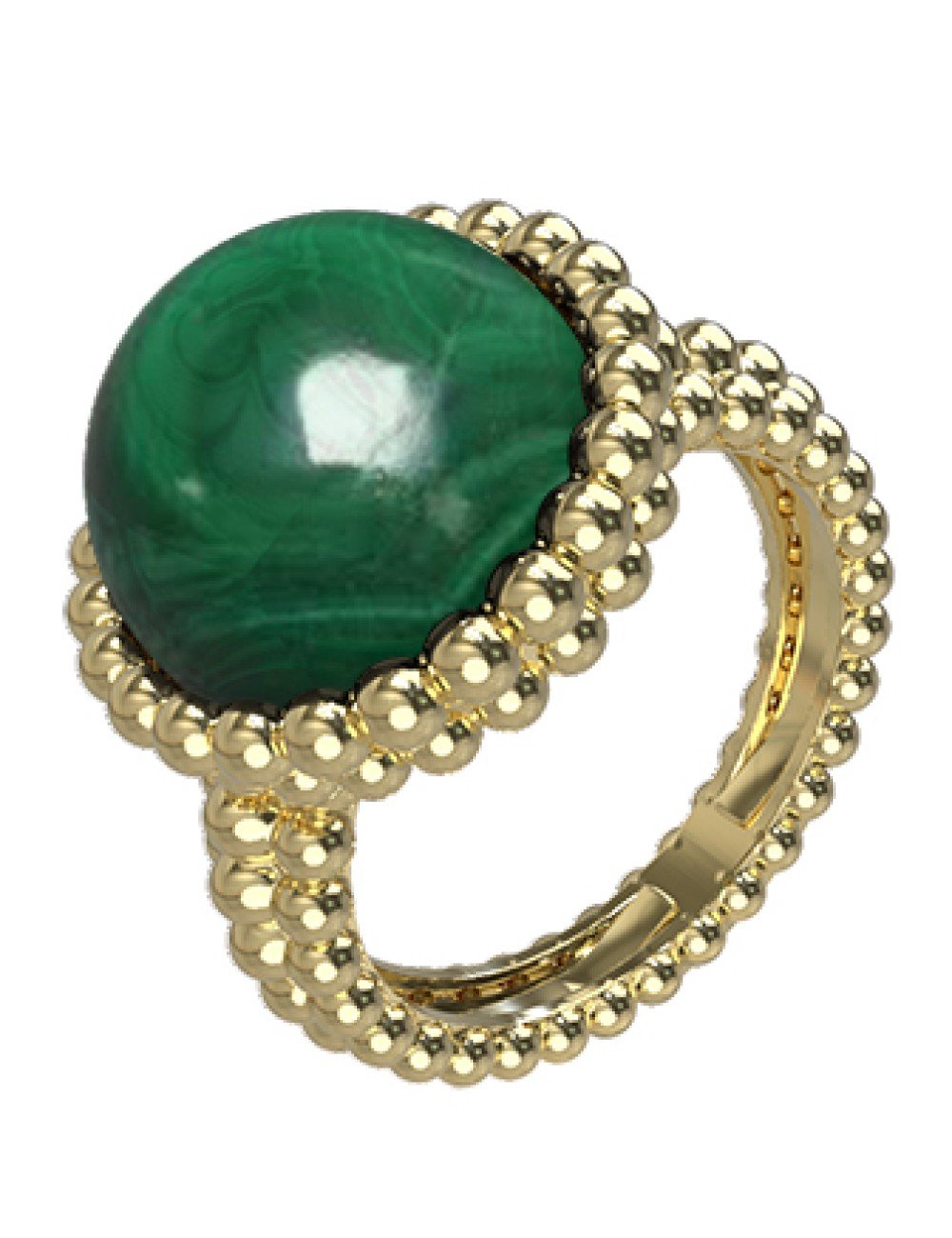 Кольцо из лимонного золота c малахитом