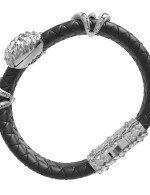 Браслет из белого золота c бриллиантами и кожаным шнурком