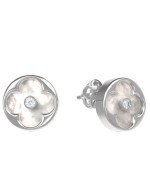 Серьги из белого золота c бриллиантами и перламутром
