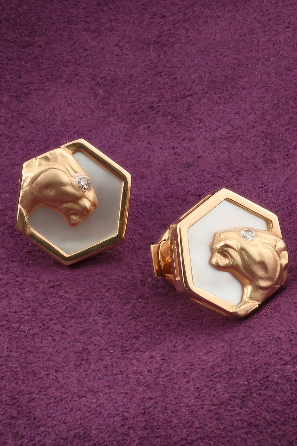 Серьги из золота c бриллиантами и перламутром