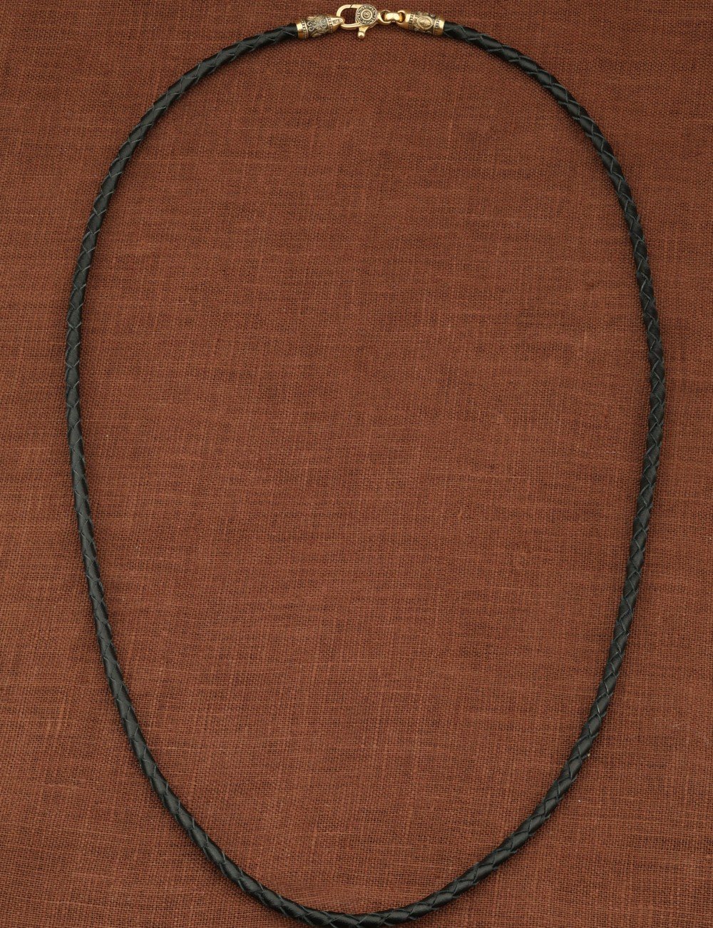 Гайтан из лимонного золота c кожаным шнурком