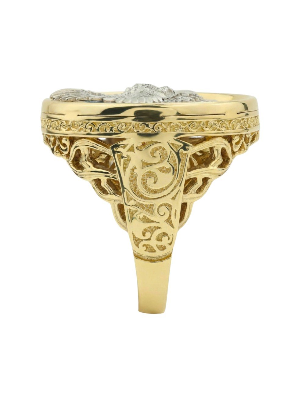 Кольцо из лимонного золота c эмалью