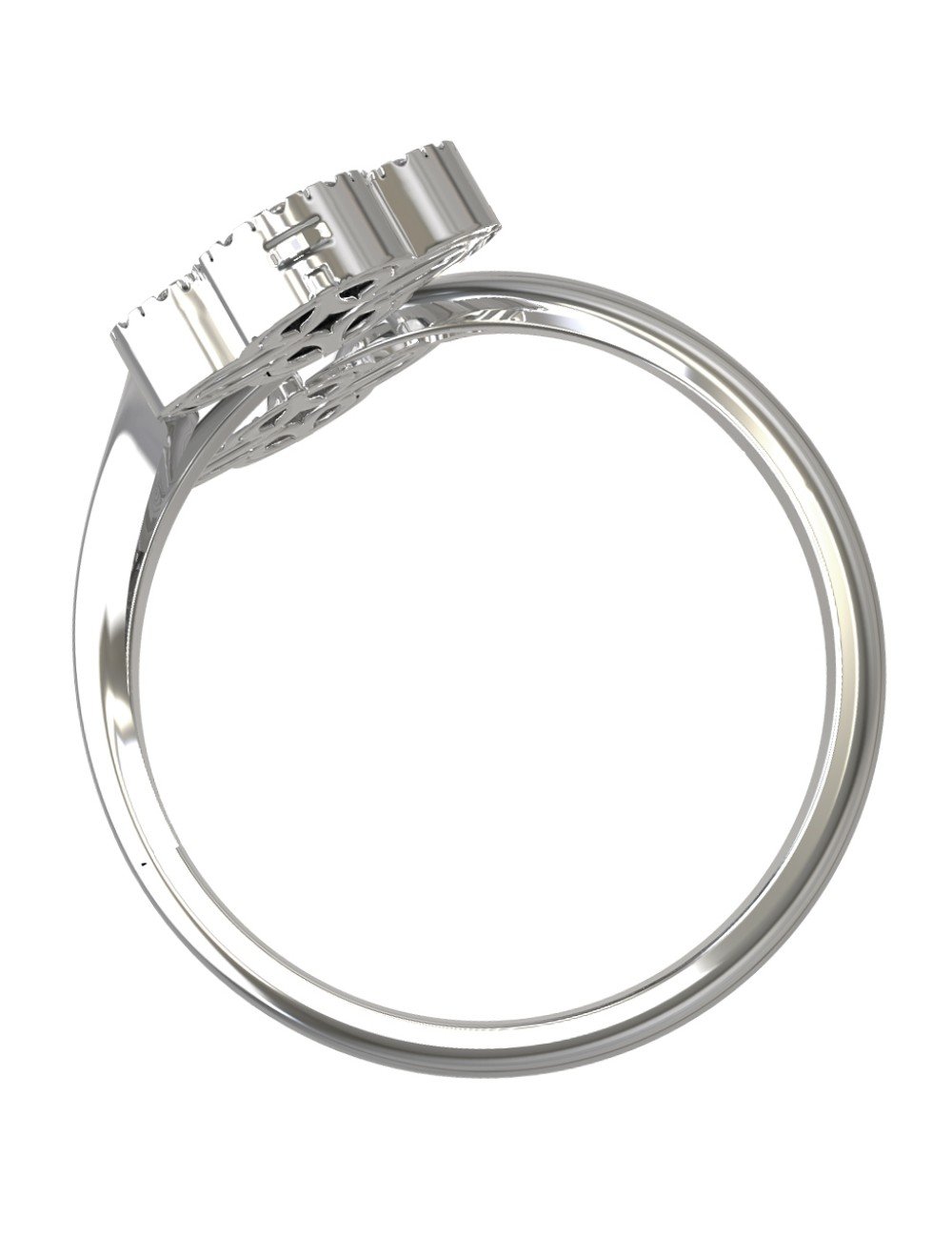 Кольцо из белого золота c бриллиантами, лазуритом и перламутром