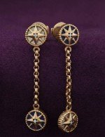 Серьги из золота c бриллиантами, лазуритом и перламутром